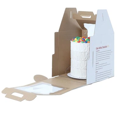 Gegolfde hoge taartdoos met helder venster